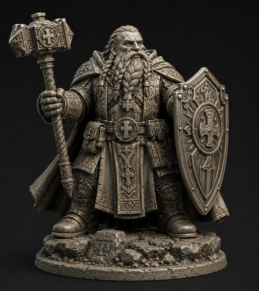 Dwarf Cleric- 3D Printed 32mm-100mm.